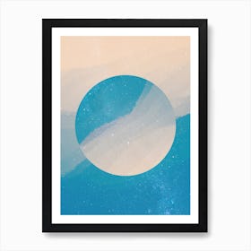 Minimal art abstract sparkling blue sky watercolor painting Art Print