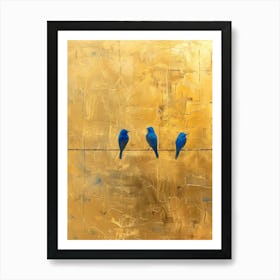 Blue Birds On A Wire 5 Art Print