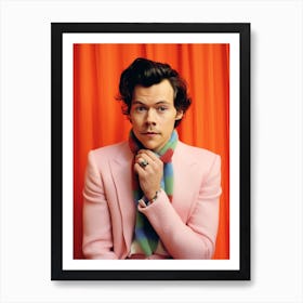 Harry Styles Portrait Red And Pink 2 Art Print