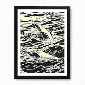 Hammerhead Shark Linocut Art Print