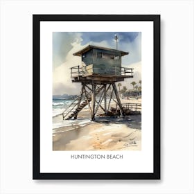 Huntington Beach Watercolor 3travel Poster Art Print