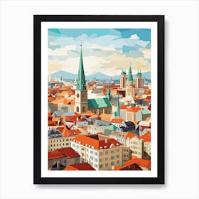 Munich, Germany, Geometric Illustration 4 Art Print