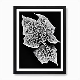 Marshmallow Leaf Linocut 1 Art Print