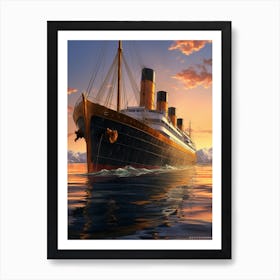 Titanic Ship Sunset 2 Art Print