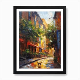 Painting Of A Street In Sydney With A Cat 2 Impressionism Art Print