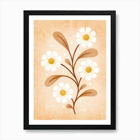 Vintage Beige Daisies Art Print