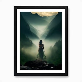 Woman In The Mountains Art Print