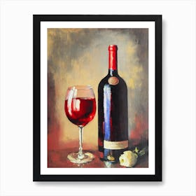 Merlot Rosé Oil Painting Cocktail Poster Art Print