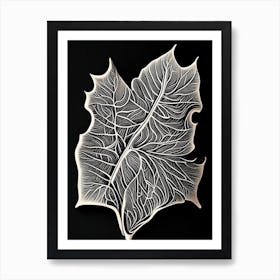 Peach Leaf Linocut 1 Art Print