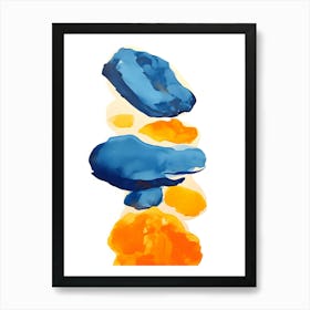 Blue And Orange Rocks Art Print