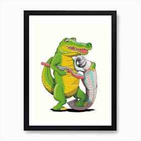 Alligator Cleaning Teeth Art Print