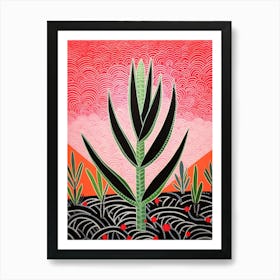 Pink And Red Plant Illustration Aloe Vera 2 Art Print