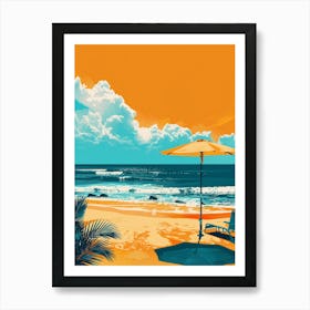 Beach Chair And Umbrella Art Print