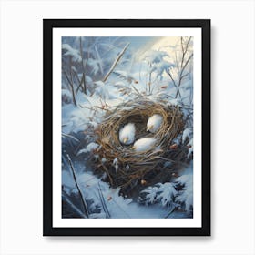 Birds In Nest Winter 2 Art Print