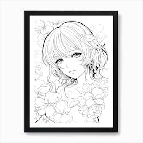 Bloom Body Girl Line Art 16 Art Print