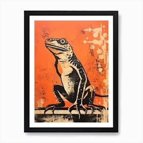 Lizard, Woodblock Animal Drawing 4 Art Print