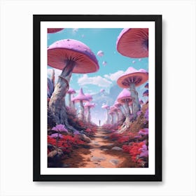 Pink Surreal Mushroom 6 Art Print