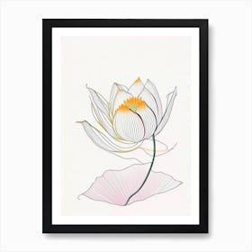 Lotus Flower In Garden Abstract Line Drawing 5 Art Print