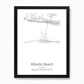 Atlantic Beach,United States Minimalist Map Art Print