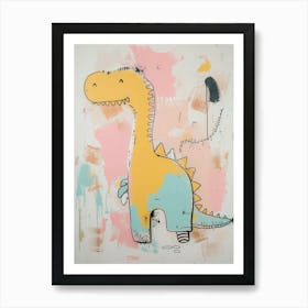 Retro Abstract Dinosaur Cartoon Art Print