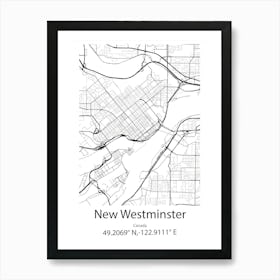 New Westminster,Canada Minimalist Map Art Print