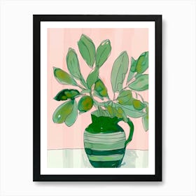 Green Plant In A Vase. Watercolor illustration Art Print