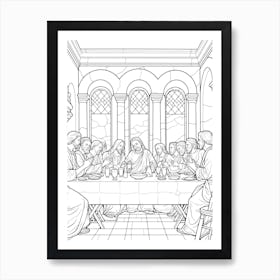 Line Art Inspired By The Last Supper 2 Art Print