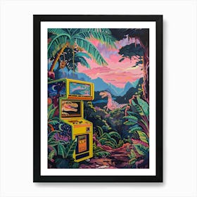 Dinosaur Retro Video Game Painting 2 Art Print