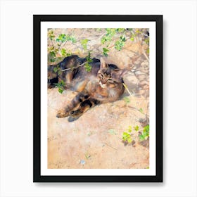 Sleeping Jeppe (Tabby Cat in the Meadow) by Bruno Liljefors 1886 HD Art Print