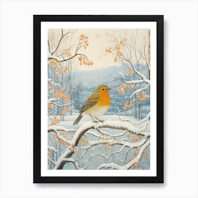 Winter Bird Painting European Robin 1 Art Print