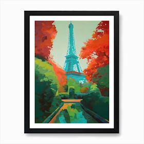 Eiffel Tower Paris France David Hockney Style 19 Art Print