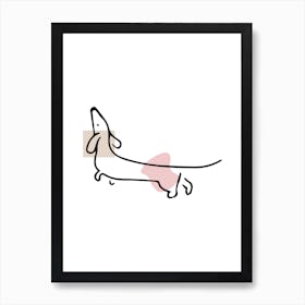 Dachshund Cute Dog - Line Art Art Print