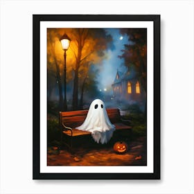 Ghost Sitting On A Bench 2 Art Print