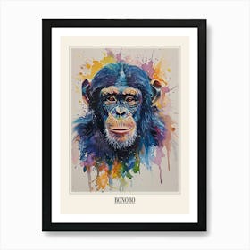 Bonobo Colourful Watercolour 3 Poster Art Print