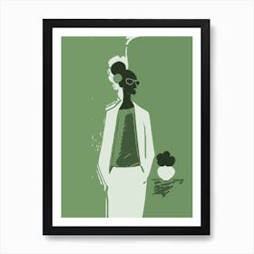 Beautiful Bold Successful Black Woman Minimalist Green Art Print