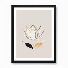 Amur Lotus Retro Minimal 3 Art Print