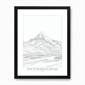 Mount Mckinley Denali Usa Line Drawing 7 Poster Art Print
