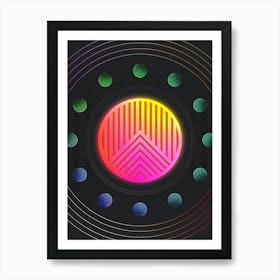 Neon Geometric Glyph in Pink and Yellow Circle Array on Black n.0322 Art Print