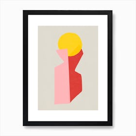 Red, yellow and pink abstract shapes Art Print