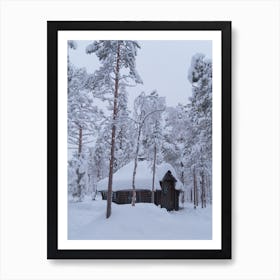 Snowy Cabin Art Print