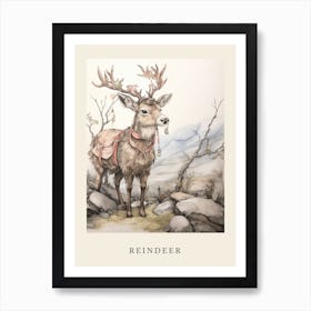 Beatrix Potter Inspired  Animal Watercolour Reindeer 1 Art Print