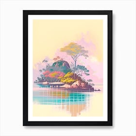 Komodo Island Indonesia Watercolour Pastel Tropical Destination Art Print