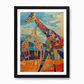 Geometric Brushstroke Giraffe 2 Art Print