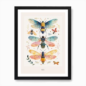 Colourful Insect Illustration Bee 1 Poster Art Print