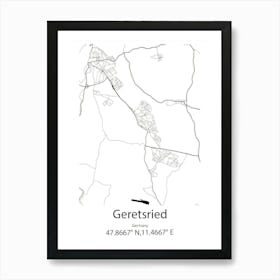 Geretsried,Germany Minimalist Map Art Print