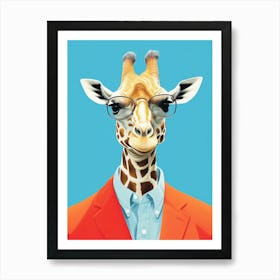 Giraffe With Glasses Art Print