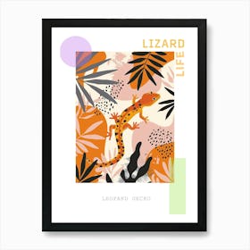 Orange Leopard Gecko Abstract Modern Illustration 6 Poster Art Print