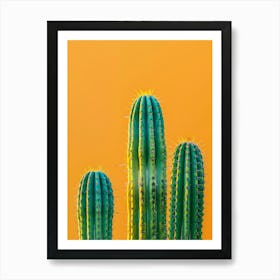 Cactus On A Yellow Background Art Print