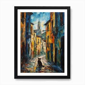 Painting Of Rome With A Cat In The Style Of Expressionism 3 Art Print