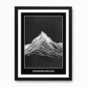Stob Binnein Mountain Line Drawing 6 Poster Art Print